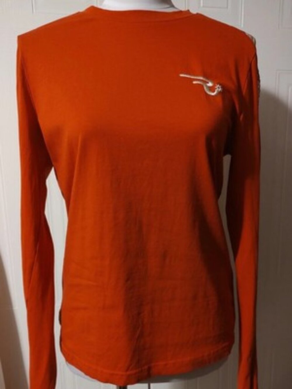 RANCH GIRLS Red Crochet Sleeve Horse Rodeo Western Top Size Small